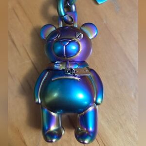 Coach Limited 3D Collectible Teddy Bear Hologram Oil-Slick Charm Keychain RARE